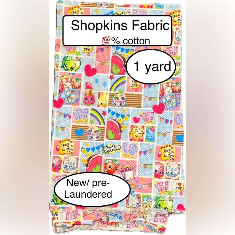 Shopkins Fabric/ 1 Yard, Pre laundered & Pressed! Ready to GO!🔥 1 Yard, COTTON